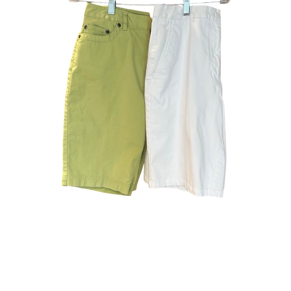 Talbots Lime Green and White Bermuda Shorts Duo
